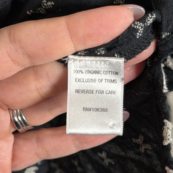 Garnet Hill Tabitha Organic Cotton Button Down Tunic Size Large Black & White - Picture 5 of 7